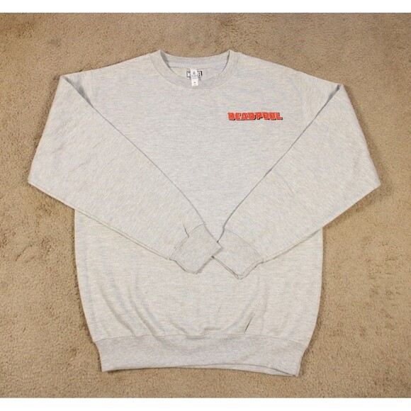 Marvel Deadpool Embroidered Logo Crewneck Sweatshirt (Medium) Gray NWOT - Picture 1 of 6
